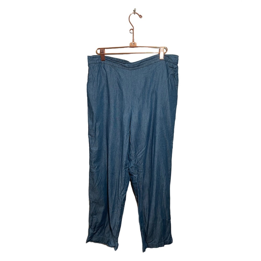 Alfred Dunner Classic Pull On Pants Womens Sz 12 Chambray Denim Blue Stretch